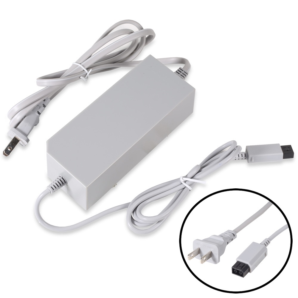 Wii Power Cable Cord and Black Nunchuck